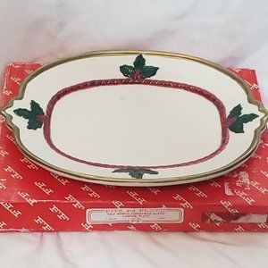 Fitz and Floyd Old World Christmas Elves Canape Plate 1990 Vintage 10 Inch